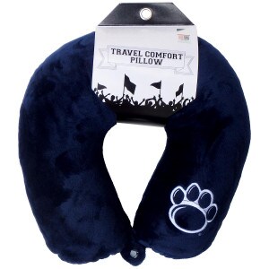 travel comfort pillow navy with paw print image
